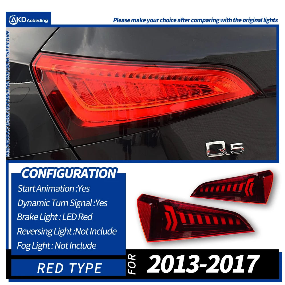 For Audi Q5 Led Tail Light Taillights 2008-2018 Dynamic Signal Animation Rear Lamp Stop Brake Reverse Automotive Accessories