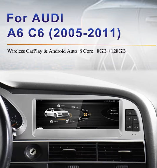 AUDI A6 C6 2005-2011 8.8inch 8-Core Android14 Wireless CarPlay Multimedia Screen GPS Navigation