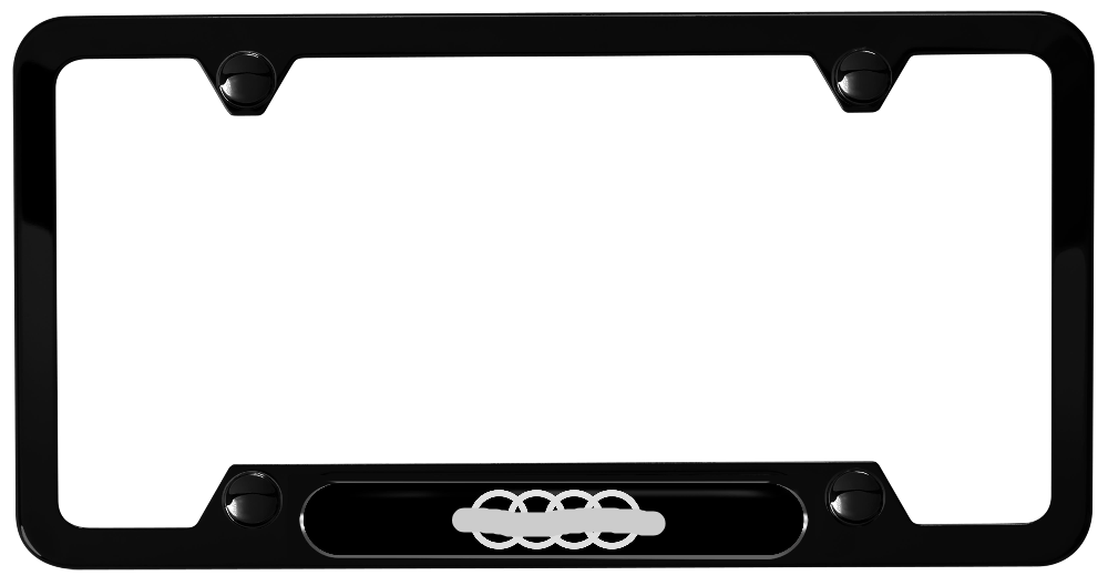 AudiGear Black Aluminum Audi Rings Logo License Plate Frame 2-Pack