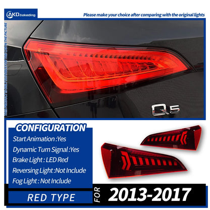 For Audi Q5 Led Tail Light Taillights 2008-2018 Dynamic Signal Animation Rear Lamp Stop Brake Reverse Automotive Accessories