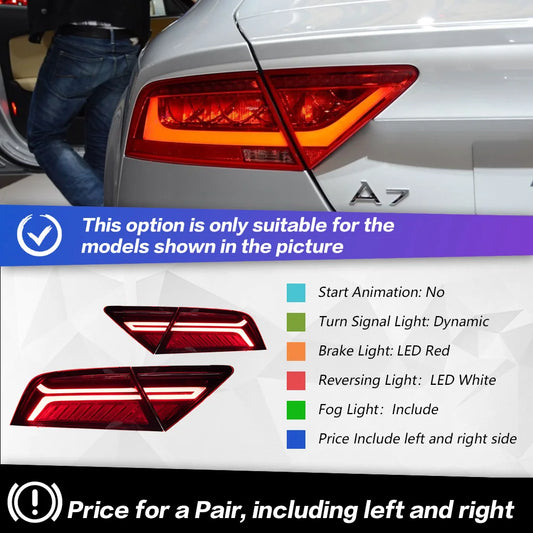 Car Lights for Audi A7 Led Tail Lamp 2011-2018 RS7 Dynamic Signal Tail Light Animation Rear Stop Brake Reverse Accessories