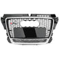 RS3 Style Front Grille for Audi A3 S3 2007-2013 Honeycomb Mesh Grill Black and Chrome Frame